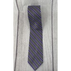 Cape Cod Tie Mens Necktie Stripes 100% Silk Gray Purple White Classic Career